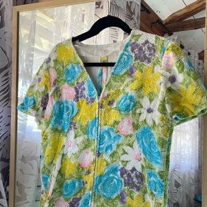 COPY - 1970s terry cloth romper - psychedelic floral